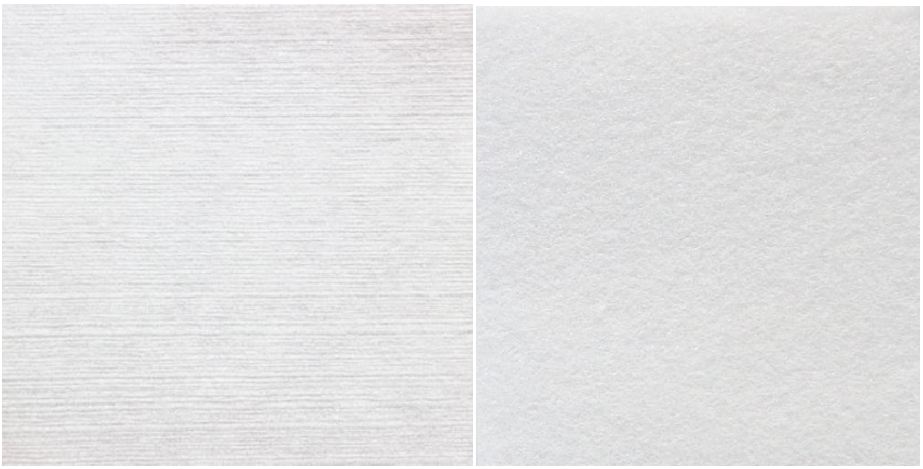 Left: compressed-embossed type | Right: sponge type