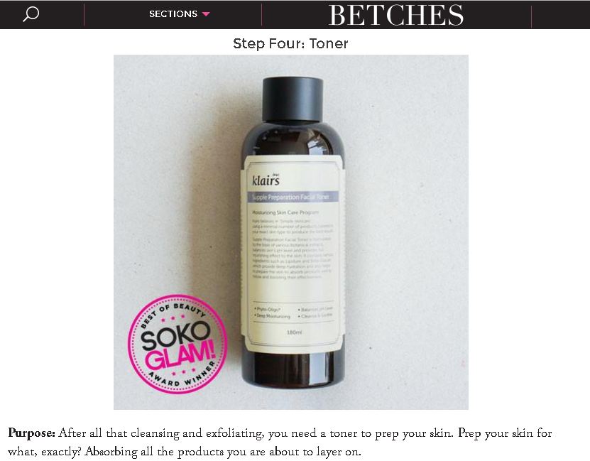 Klairs featured on Betches 캡처