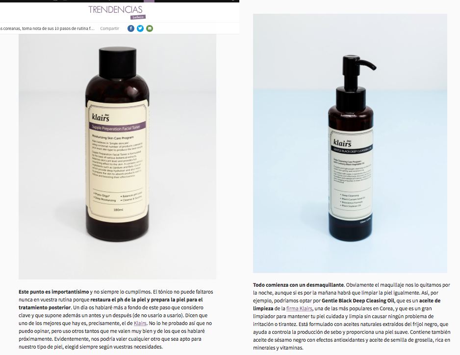 Klairs featured on Trendencias 캡처