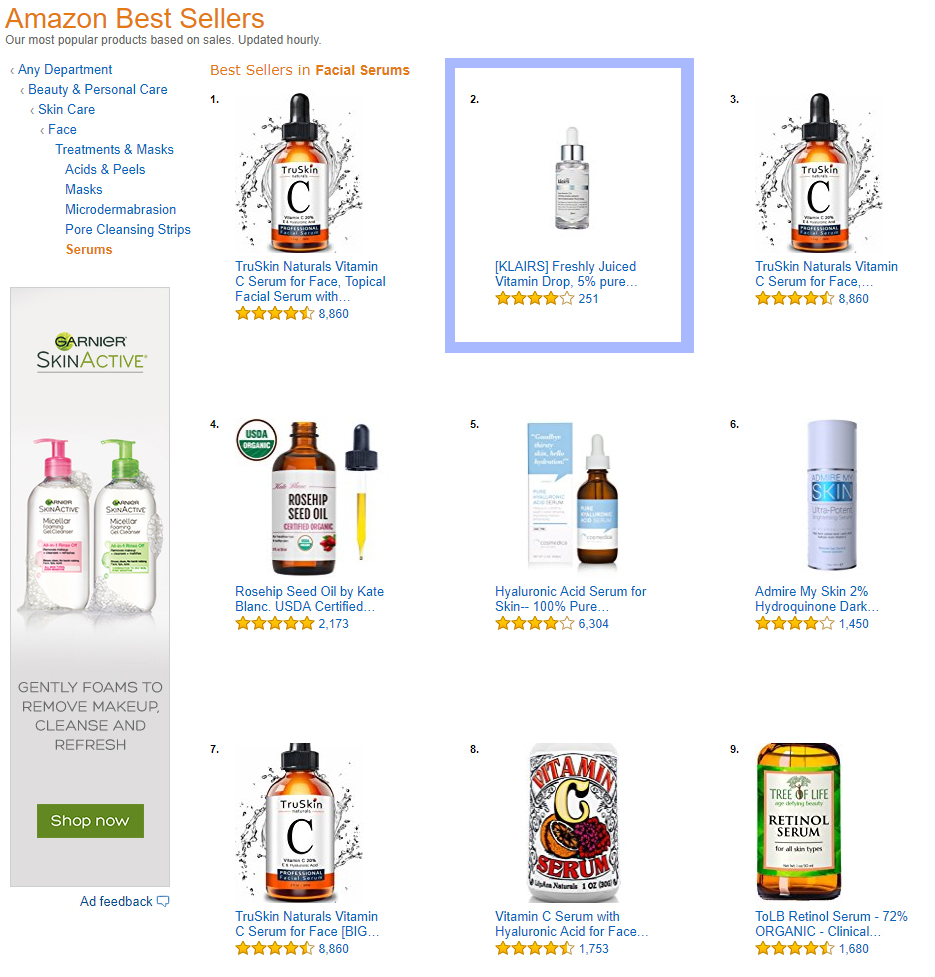 Klairs #2 on Amazon