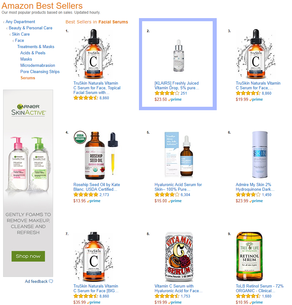 Amazon Best Sellers Best Facial Serums (2) Dear, Klairs