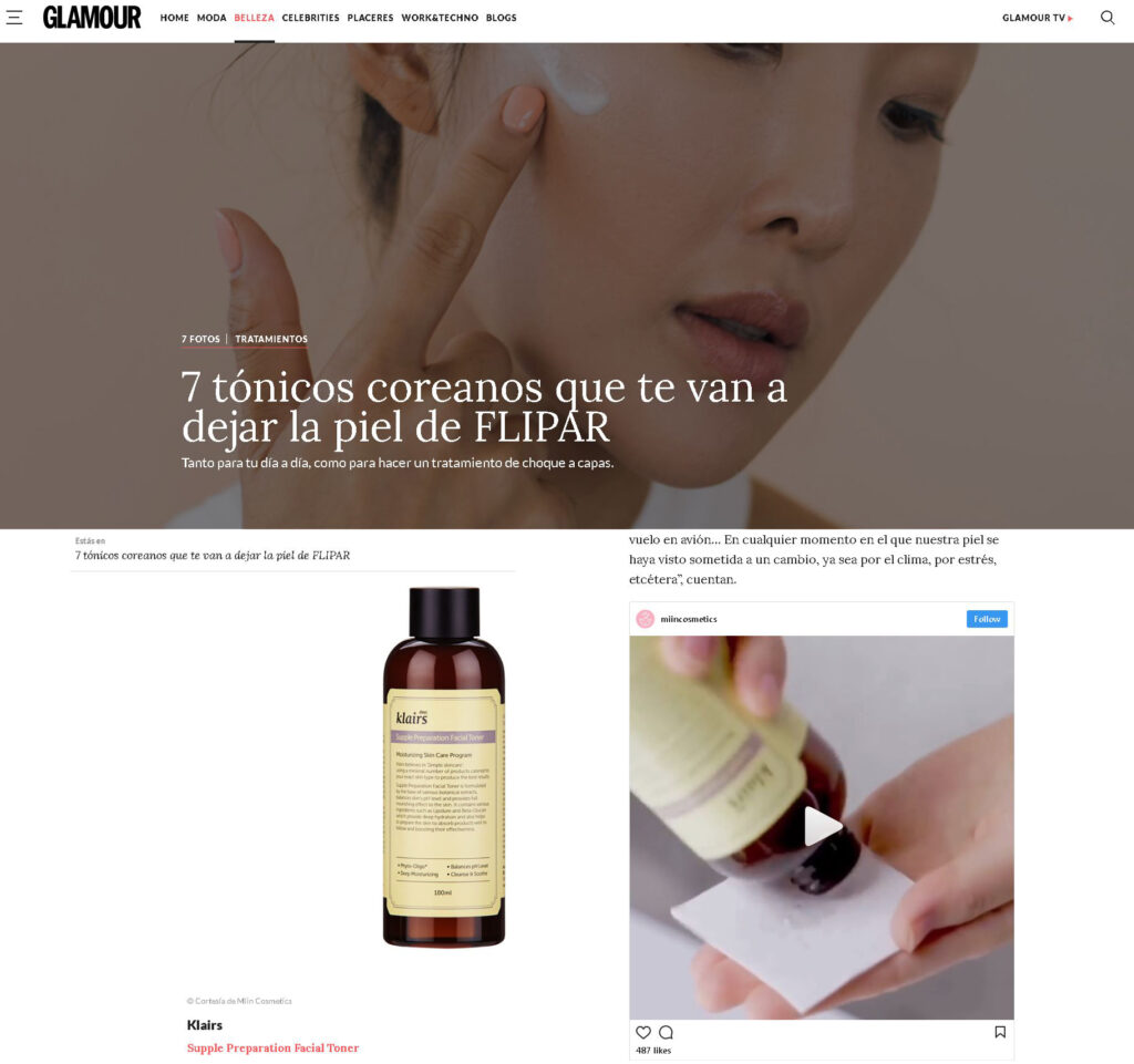 Klairs featured in Glamour