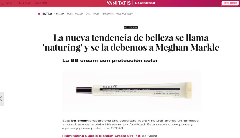 Klairs featured in Vanitatis