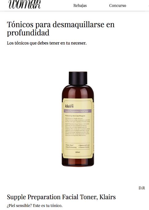 Supple Preparation Facial Toner featured in Spain's Woman