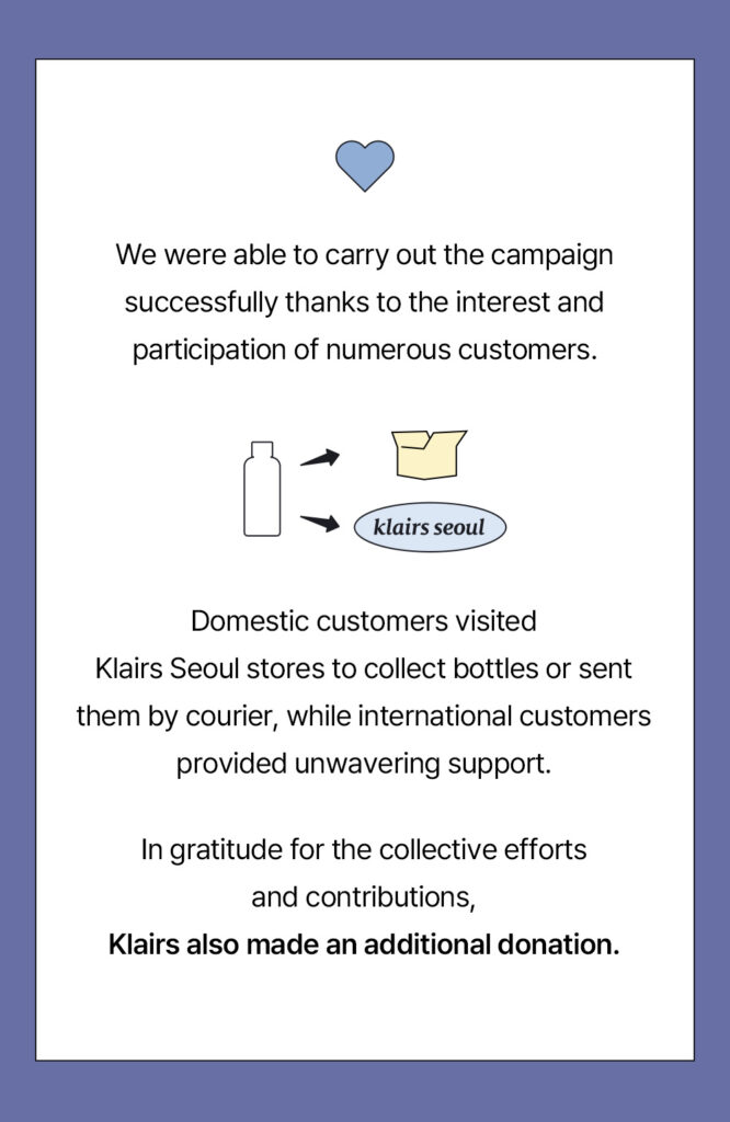 Klairs also made and additional donation